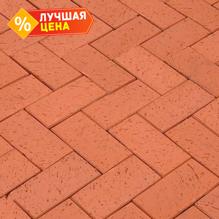Клинкерная брусчатка Lode Kalahari темно-красная шероxоватая, 200x100x47 мм