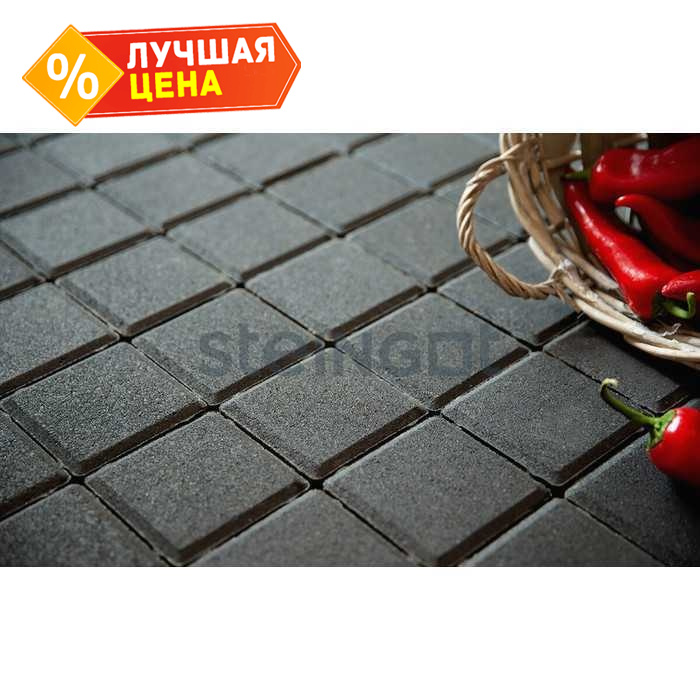 Плитка тротуарная Steingot Моно, Квадрат, черный, 200x200x60 мм