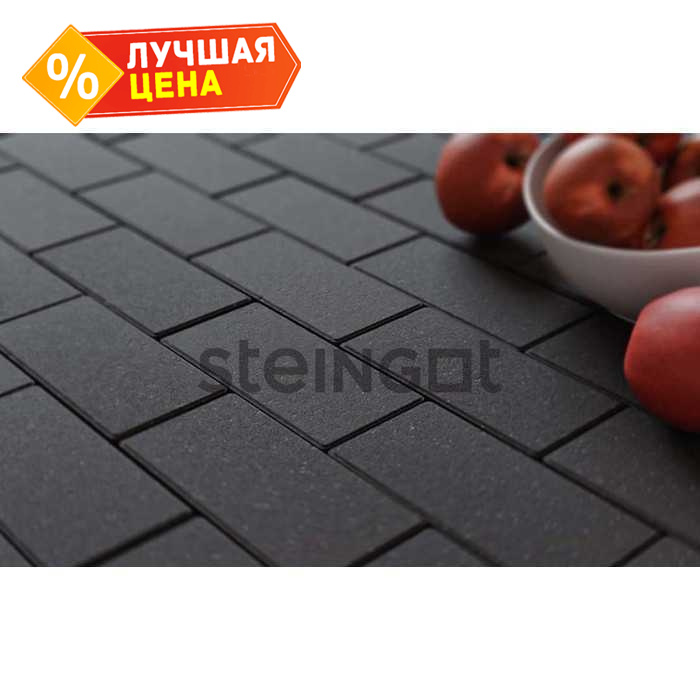 Плитка тротуарная Steingot Моно, Прямоугольник, фаска 1,5x1,5, черный, 200x100x40 мм