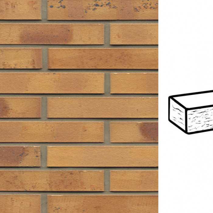 Кирпич клинкерный Muhr 06K Hellbraun-bunt Kohle рустик, 290х90х52 мм