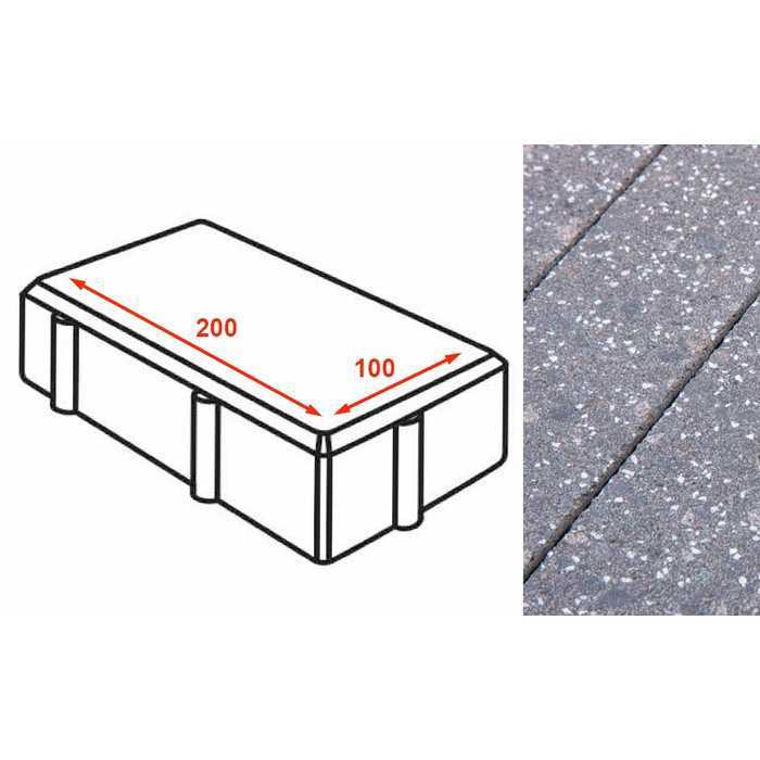 Плитка тротуарная Готика Granite FINERRO, брусчатка, Ильменит 200x100x80 мм