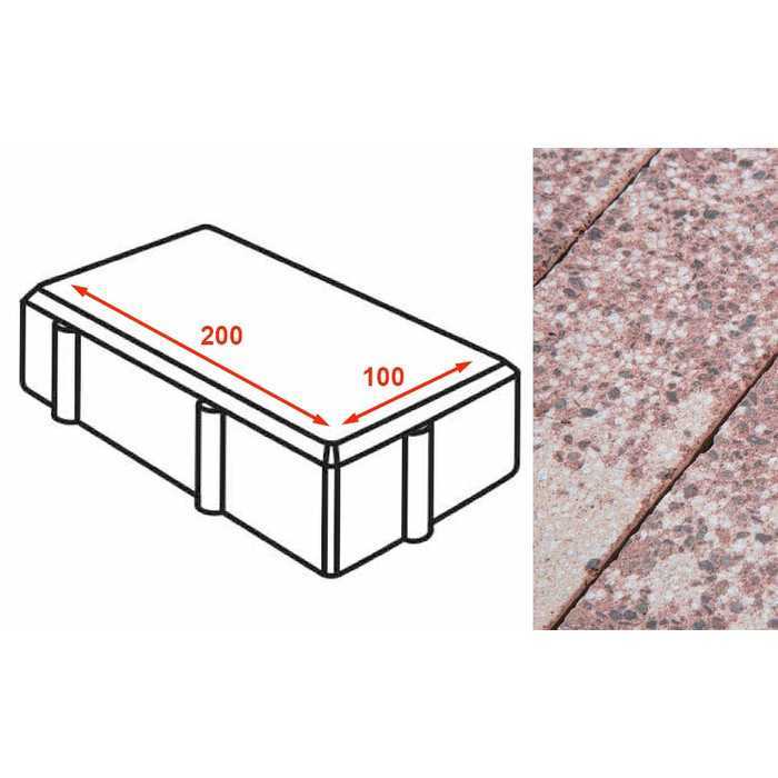 Плитка тротуарная Готика Granite FINERRO, брусчатка, Сансет 200x100x80 мм