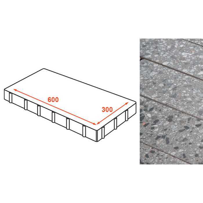 Плита тротуарная Готика Granite FINO, Галенит 600x300x80 мм