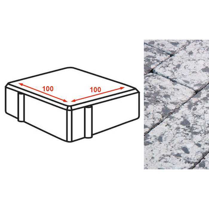 Плита тротуарная Готика Granite FINERRO, квадрат, Диорит 100x100x80 мм