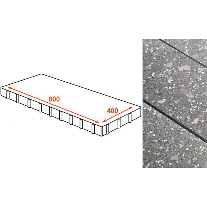 Плита тротуарная Готика Granite FINO, Ильменит 800x400x80 мм