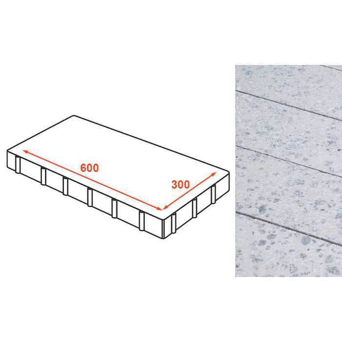 Плита тротуарная Готика Granite FINO, Мансуровский 600x300x80 мм