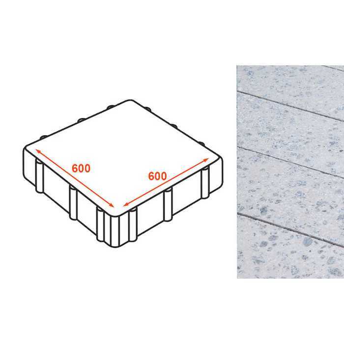 Плита тротуарная Готика Granite FINO, Мансуровский 600x600x80 мм