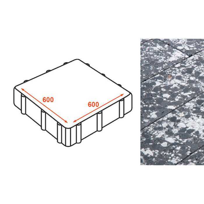 Плита тротуарная Готика Granite FINO, Диорит 600x600x80 мм