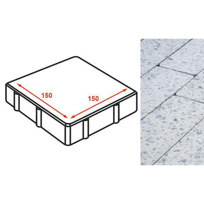 Плита тротуарная Готика Granite FINERRO, квадрат, Мансуровский 150x150x80 мм
